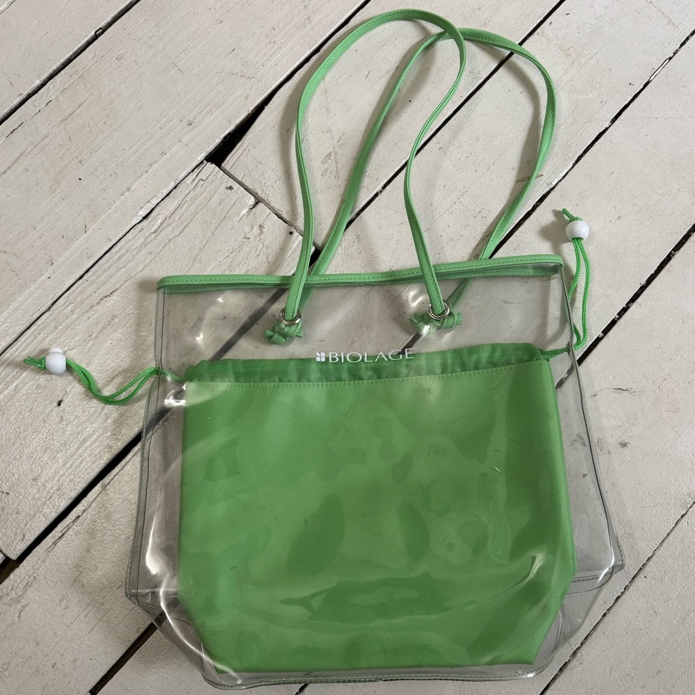 Vintage Biolage Clear And Green Bag